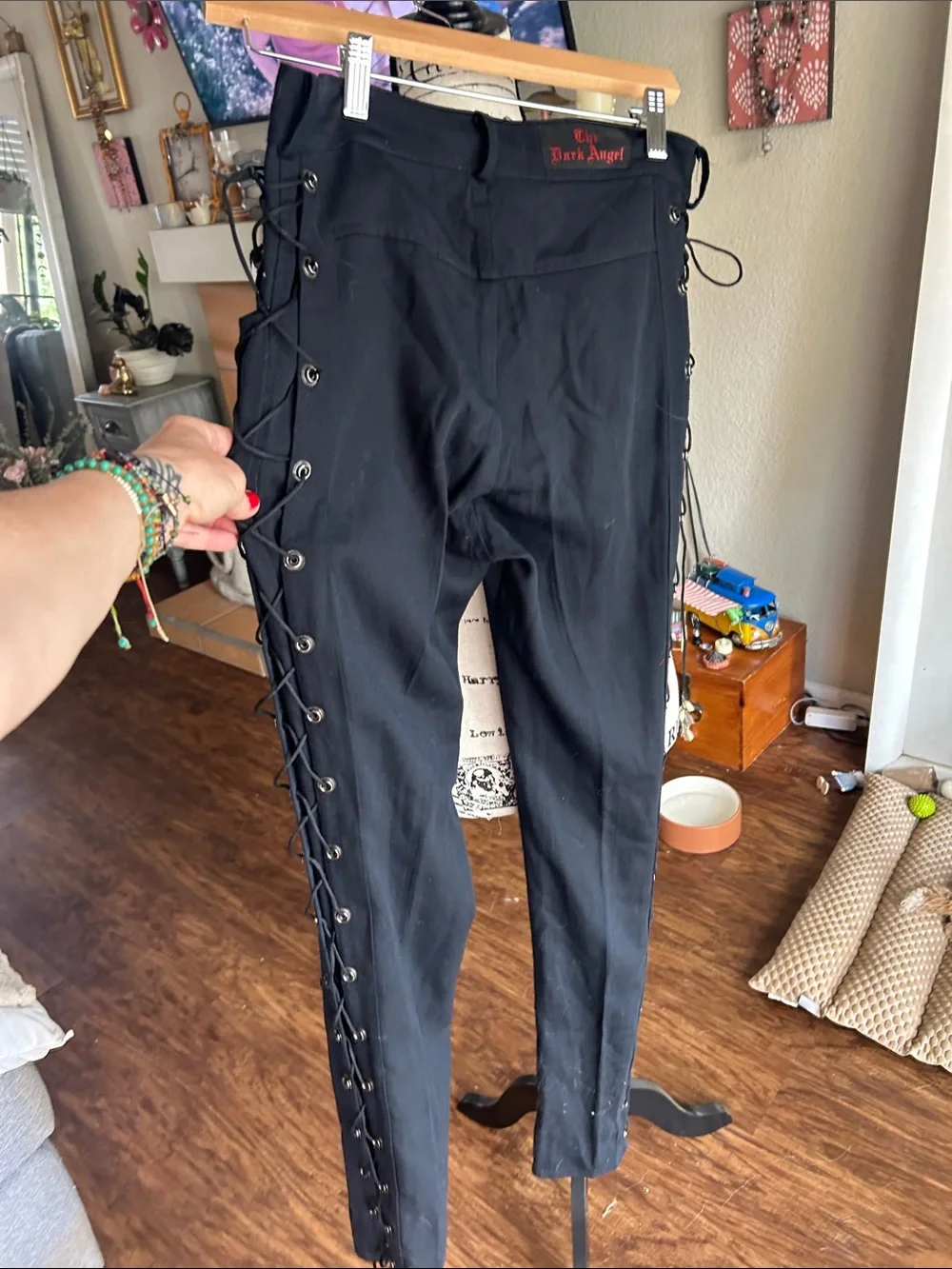 Black Lace-Up Side Eyelet Men's Dress Pants